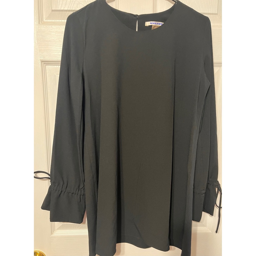 Nygard Black Long Sleeve Tunic Top/dress with Tie Cuffs Size S